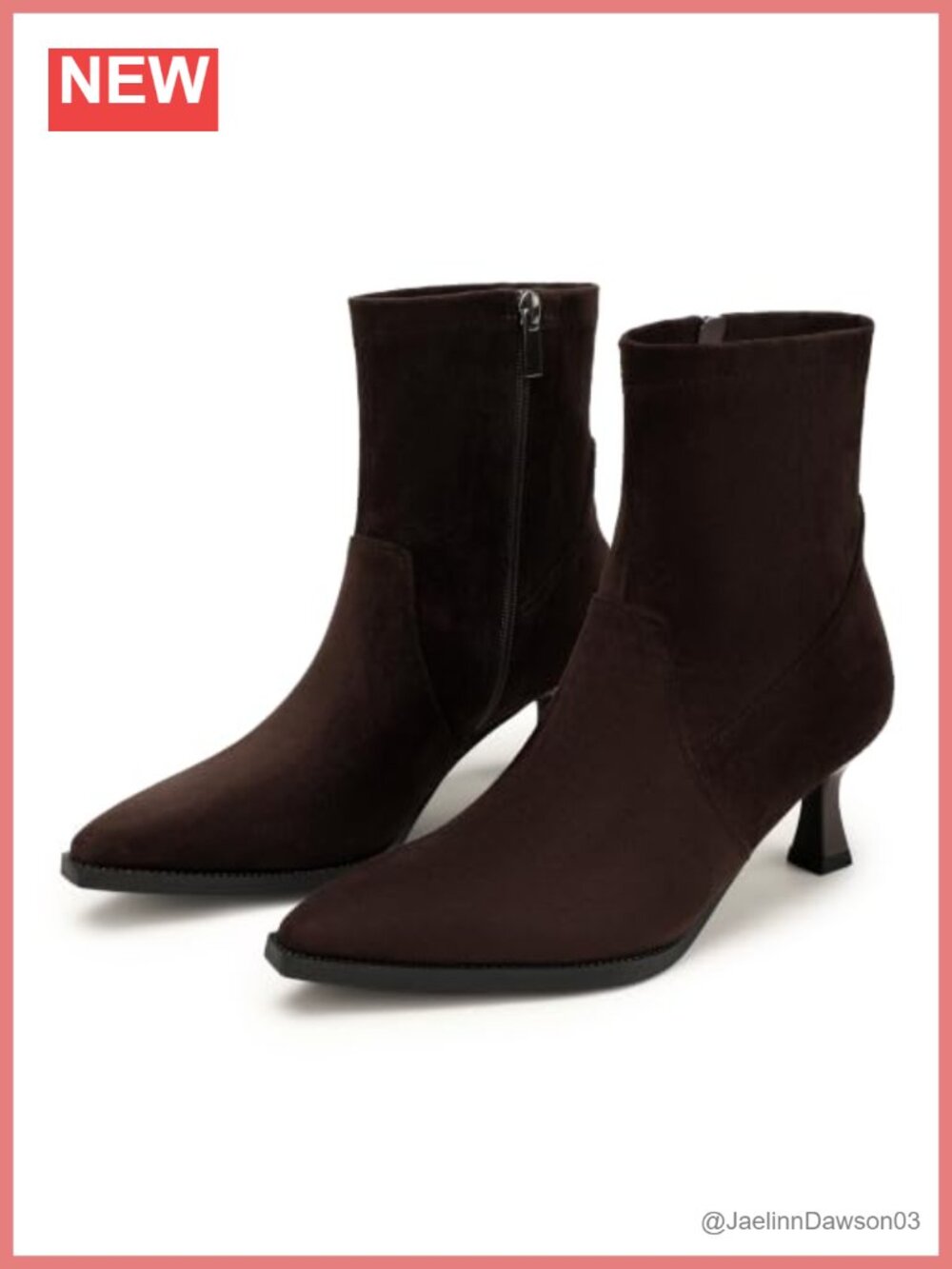 Pointed Toe Kitten Heel Ankle Booties Zipper Closure Dress Boots